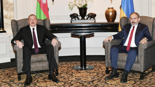 Встреча президента Азербайджана Ильхама Алиева и премьер-министра Армении Никола Пашиняна в Вене1